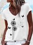 Women's Butterfly Dandelion Casual Cotton-Blend T-Shirt