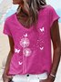 Women's Butterfly Dandelion Casual Cotton-Blend T-Shirt