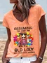 Women's Funny Hippie Old Lady Casual T-Shirt