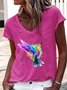 Women's Casual Bird V Neck T-Shirt