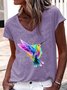 Women's Casual Bird V Neck T-Shirt
