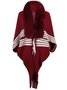 Fur Collar Striped Tassel Knitting Cape Cardigan