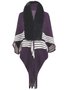 Fur Collar Striped Tassel Knitting Cape Cardigan