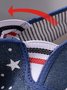 Independence Day Flag Stars Graphics Denim Blue Slip-ons Canvas