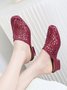 Waterproof PVC Hollow Flower Chunky Heel Mules