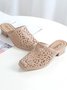 Waterproof PVC Hollow Flower Chunky Heel Mules