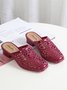 Waterproof PVC Hollow Flower Chunky Heel Mules