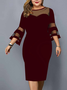 Plus Size Casual Crew Neck Regular Fit Midi Dress