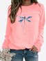 Breathable Cotton Dragonfly Logo Casual Crew Neck H-Line Long Sleeve Sweatshirt