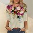 Women's Casual Floral Regular Fit Crew Neck Shirt