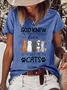 Women‘s Casual Cat Lover Letters Crew Neck T-Shirt