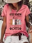 Women‘s Casual Cat Lover Letters Crew Neck T-Shirt