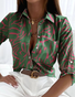 Shirt Collar Loose Casual Ethnic Blouse