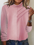 Casual Plain Half Turtleneck Loose T-Shirt