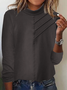 Casual Plain Half Turtleneck Loose T-Shirt