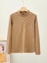Casual Plain Half Turtleneck Loose T-Shirt
