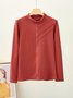 Casual Plain Half Turtleneck Loose T-Shirt
