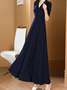 Plain Long Sleeve V Neck Casual Dress