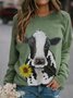 Crew Neck Casual Animal Sweatshirt