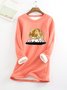 Crew Neck Casual Loose Fleece Sweatshirt
