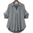 Plus Size Shirt Collar Casual Plain Loose Long Sleeve Shirt