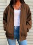 Casual Plain H-Line Loose Long Sleeve Hoodie With Pockets