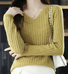 Casual Plain Long Sleeve V Neck Sweater