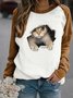 Loose Cat Casual Crew Neck Sweatshirt