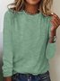 Plus Size Striped Loose Casual H-Line Crew Neck Long Sleeve T-Shirt