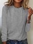 Plus Size Striped Loose Casual H-Line Crew Neck Long Sleeve T-Shirt