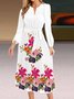 V Neck Casual Floral Dress With No