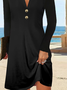Casual Plain V Neck Jersey Fit & Flare Long Sleeve Midi Dress
