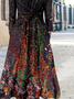 Plus Size Abstract Casual Jersey Long Sleeve Maxi Dress