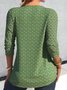 Casual Loose Plain Lace Long Sleeve Shirt With Buttoned Design