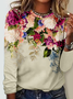 Women's Casual Floral Regular Fit Crew Neck Shirt