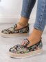 Floral Embroidery Platform Slip On Espadrille Shoes