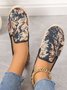Floral Embroidery Platform Slip On Espadrille Shoes
