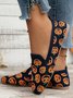 Halloween Pumpkin Head Casual Square Toe Mesh Fabric Shoes