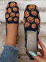 Halloween Pumpkin Head Casual Square Toe Mesh Fabric Shoes
