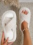Casual Cross Strap Comfy Fluffy Slippers