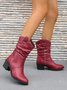 Women Vintage Block Heel Slip On Western Boots