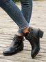 Vintage Braided Buckle Block Heel Boots