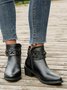 Vintage Braided Buckle Block Heel Boots
