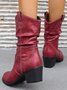 Women Vintage Block Heel Slip On Western Boots