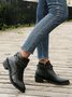 Vintage Braided Buckle Block Heel Boots