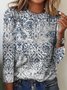 Plus Size Crew Neck Ethnic Jersey Casual T-Shirt