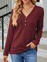 Plain V Neck Loose Casual T-Shirt
