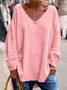 Fashion Street Style Daily Casual Regular Fit V Neck Plain Knitted Long Sleeve Sweater
