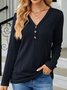 Plain V Neck Loose Casual T-Shirt