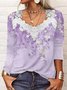 Floral Casual Patchwork lace T-Shirt